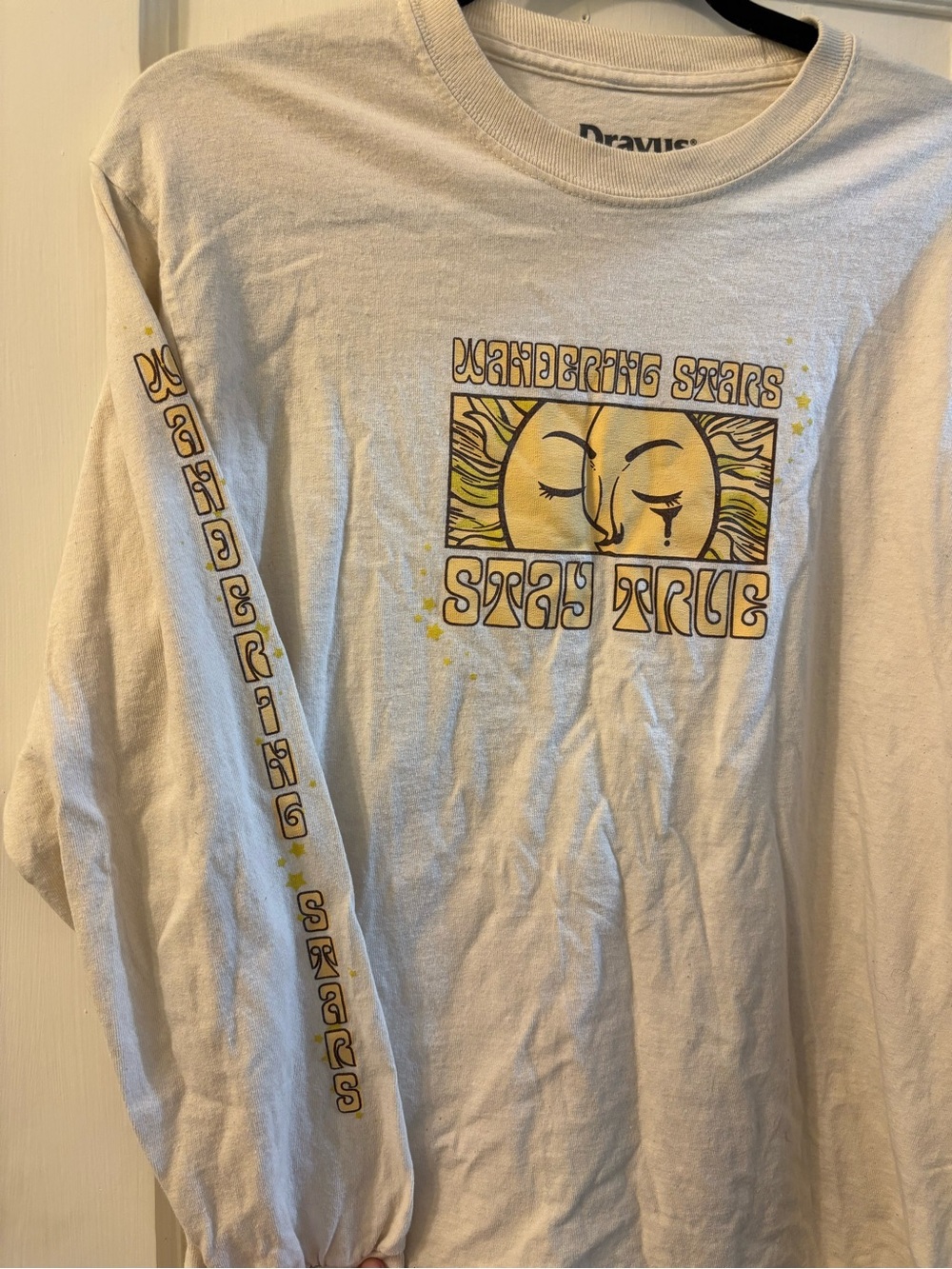 Dravus Long Sleeve Tee - White with Yellow Sun Graphic